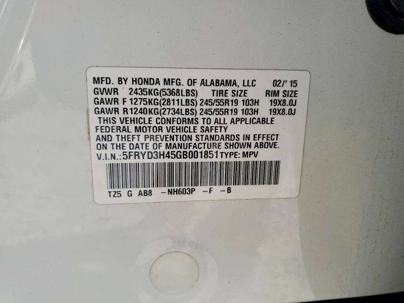53952906 :رقم المزاد ، 5FRYD3H45GB001851 vin ، 2016 Acura Mdx مزاد بيع