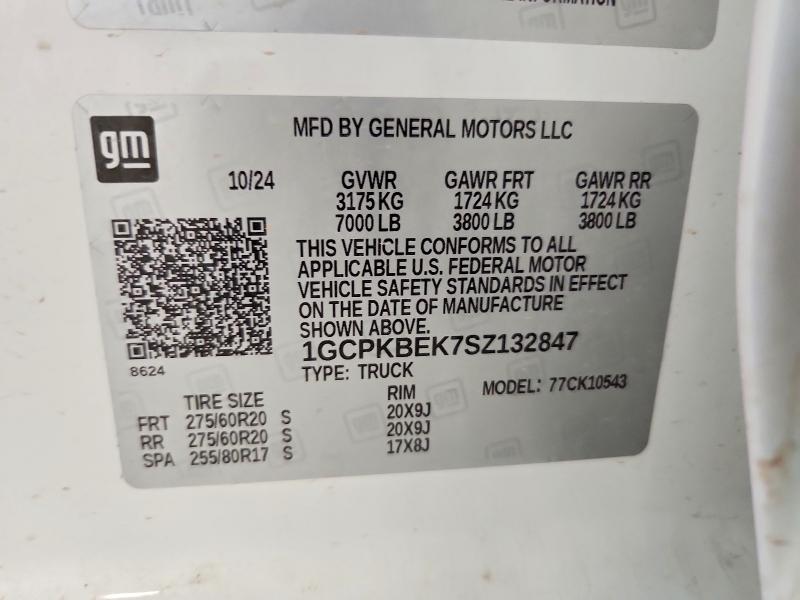 2025 Chevrolet Silverado მანქანა იყიდება აუქციონზე, vin: 1GCPKBEK7SZ132847, აუქციონის ნომერი: 52066246