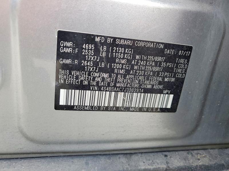 Продаж на аукціоні авто 2018 Subaru Outback, vin: 4S4BSAAC7J3202914, номер лоту: 51899906