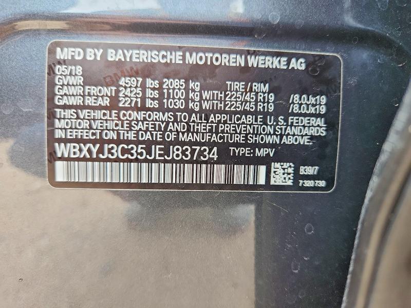 2018 Bmw X2 მანქანა იყიდება აუქციონზე, vin: WBXYJ3C35JEJ83734, აუქციონის ნომერი: 54480506