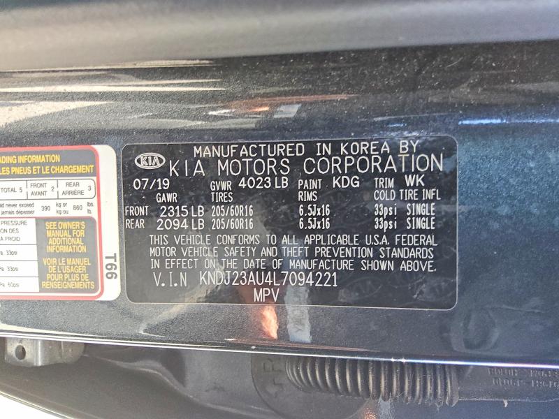 2020 Kia Soul მანქანა იყიდება აუქციონზე, vin: KNDJ23AU4L7094221, აუქციონის ნომერი: 55379406