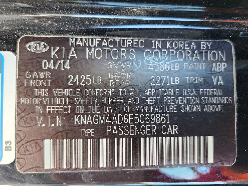 Продаж на аукціоні авто 2014 Kia Optima, vin: KNAGM4AD6E5069861, номер лоту: 55134186