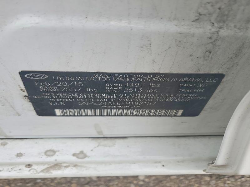 54227946 :رقم المزاد ، 5NPE24AF6FH192157 vin ، 2015 Hyundai Sonata مزاد بيع