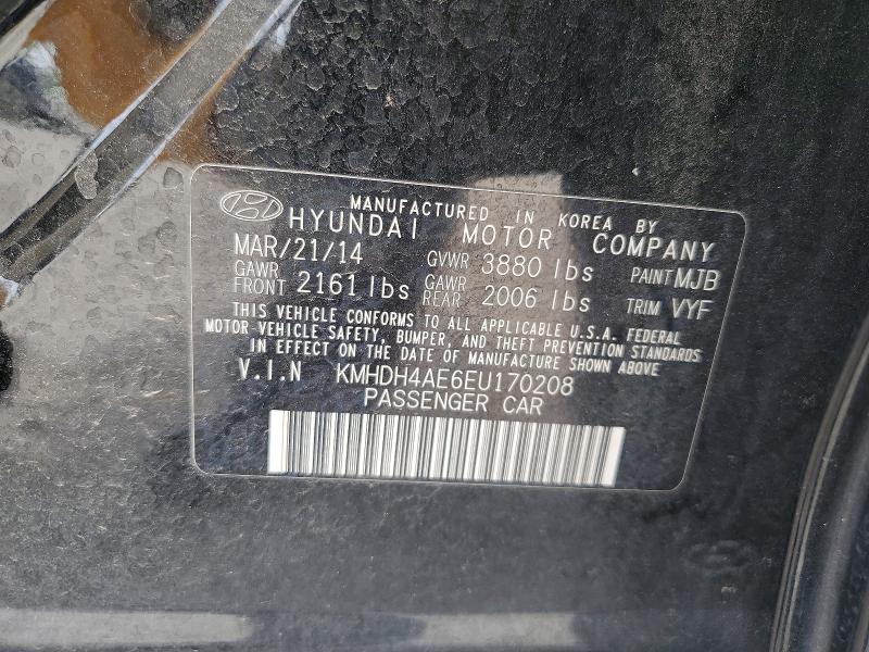55057486 :رقم المزاد ، KMHDH4AE6EU170208 vin ، 2014 Hyundai Elantra مزاد بيع