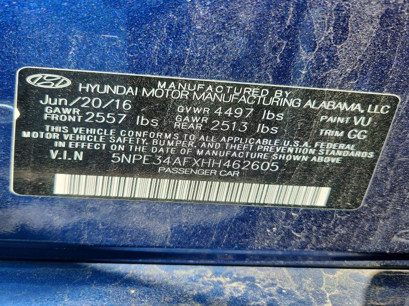 Aukcja sprzedaży 2017 Hyundai Sonata, vin: 5NPE34AFXHH462605, numer aukcji: 51433096
