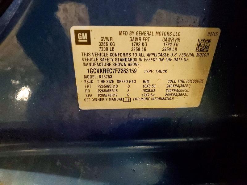 Продажа на аукционе авто 2015 Chevrolet Silverado, vin: 1GCVKREC7FZ263159, номер лота: 54819166