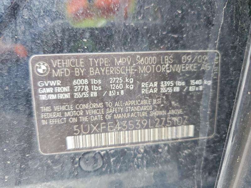 Aukcja sprzedaży 2009 Bmw X5, vin: 5UXFE43539L275107, numer aukcji: 52384396
