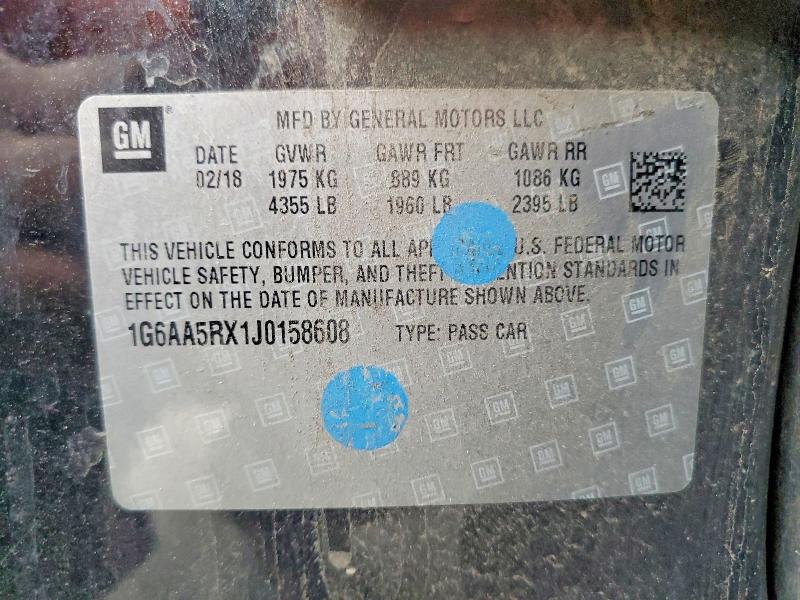 2018 Cadillac Ats მანქანა იყიდება აუქციონზე, vin: 1G6AA5RX1J0158608, აუქციონის ნომერი: 52732516