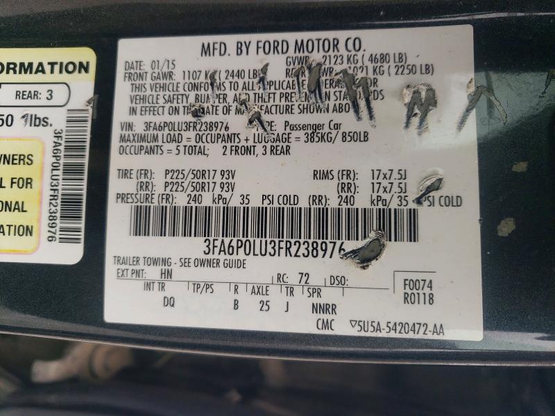 52683646 :رقم المزاد ، 3FA6P0LU3FR238976 vin ، 2015 Ford Fusion مزاد بيع