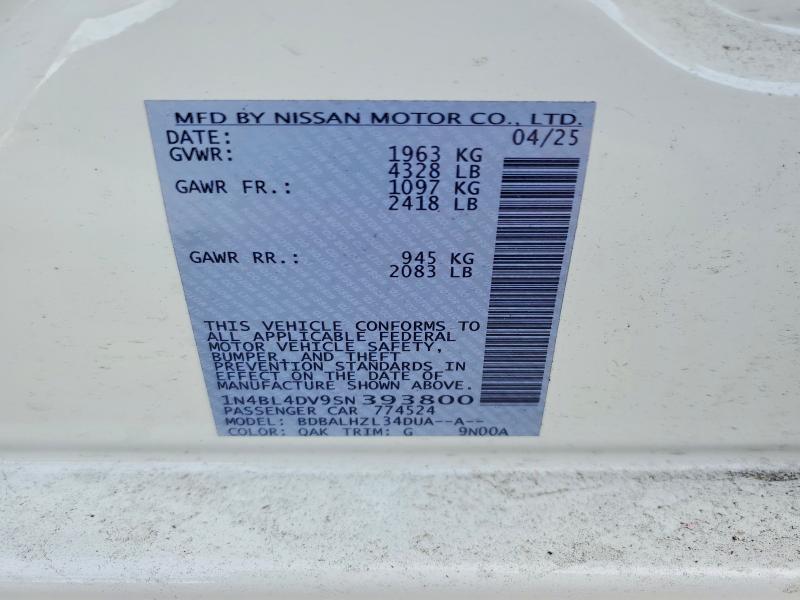 Продажа на аукционе авто 2025 Nissan Altima, vin: 1N4BL4DV9SN393800, номер лота: 53232416
