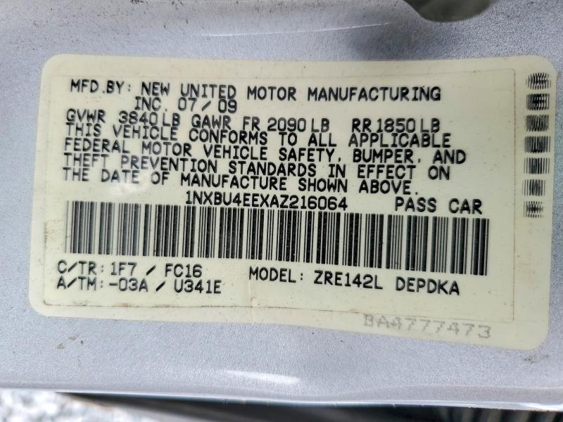 Продаж на аукціоні авто 2010 Toyota Corolla, vin: 1NXBU4EEXAZ216064, номер лоту: 55217876