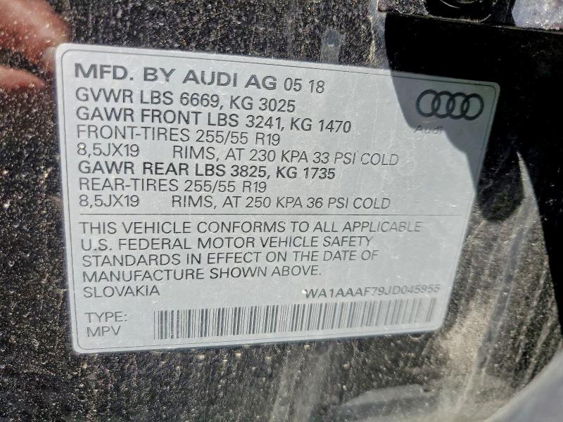 Продажа на аукционе авто 2018 Audi Q7, vin: WA1AAAF79JD045955, номер лота: 51978316