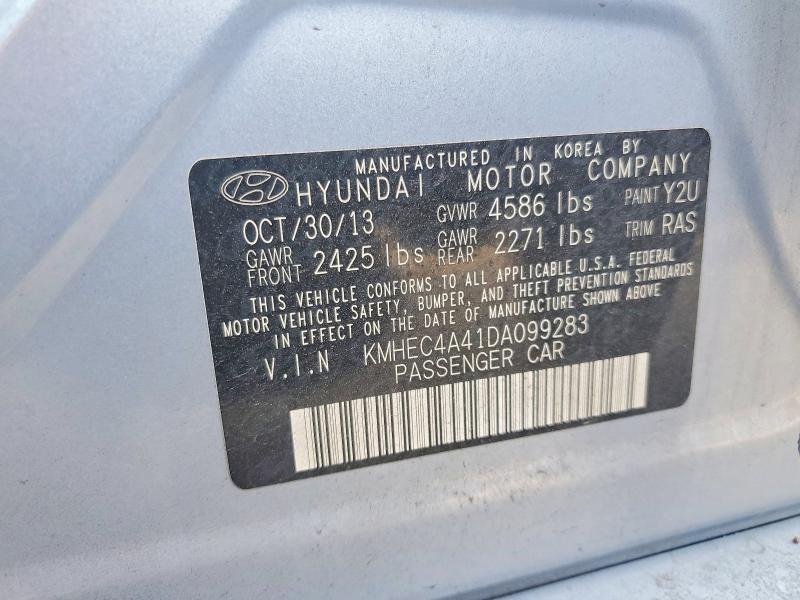 2013 Hyundai Sonata მანქანა იყიდება აუქციონზე, vin: KMHEC4A41DA099283, აუქციონის ნომერი: 53019236