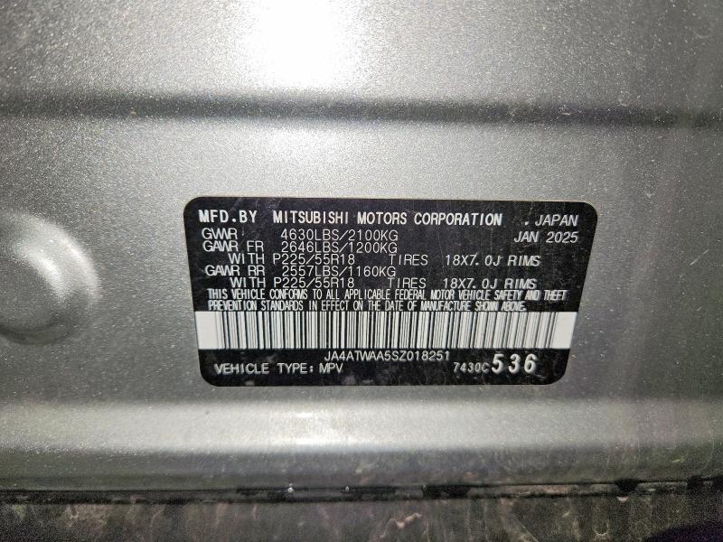 Aukcja sprzedaży 2025 Mitsubishi Eclipse Cross, vin: JA4ATWAA5SZ018251, numer aukcji: 51599986