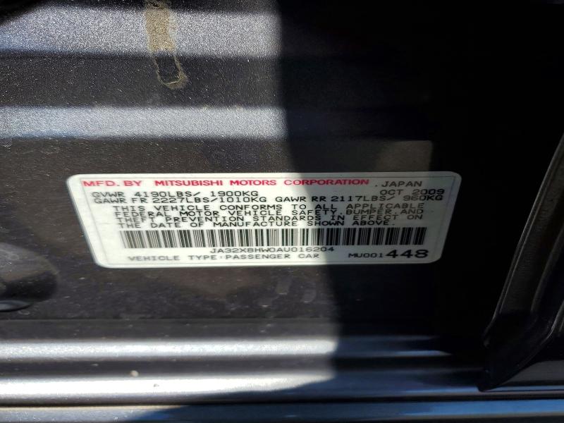 Продажа на аукционе авто 2010 Mitsubishi Lancer, vin: JA32X8HW0AU016204, номер лота: 53846176