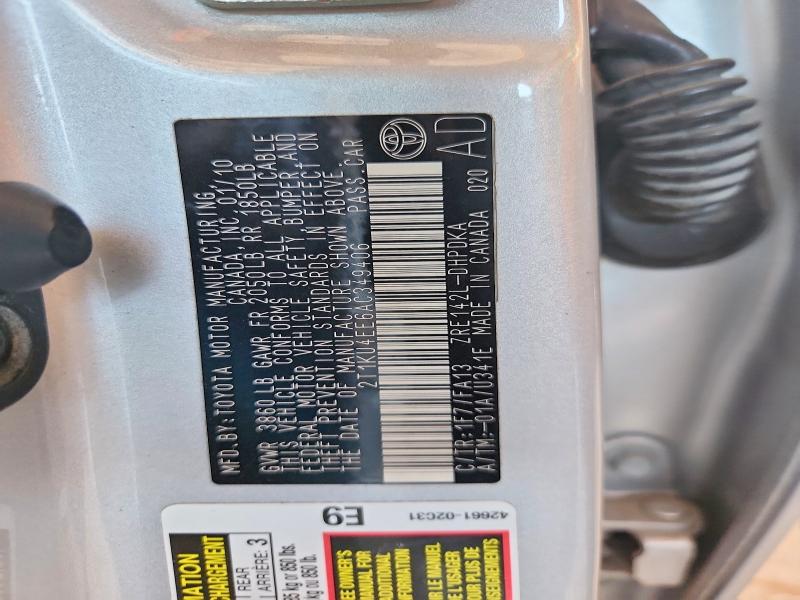 54636656 :رقم المزاد ، 2T1KU4EE6AC349406 vin ، 2010 Toyota Matrix مزاد بيع