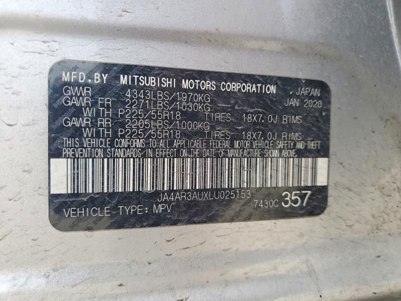 55035546 :رقم المزاد ، JA4AR3AUXLU025153 vin ، 2020 Mitsubishi Outlander Sport مزاد بيع