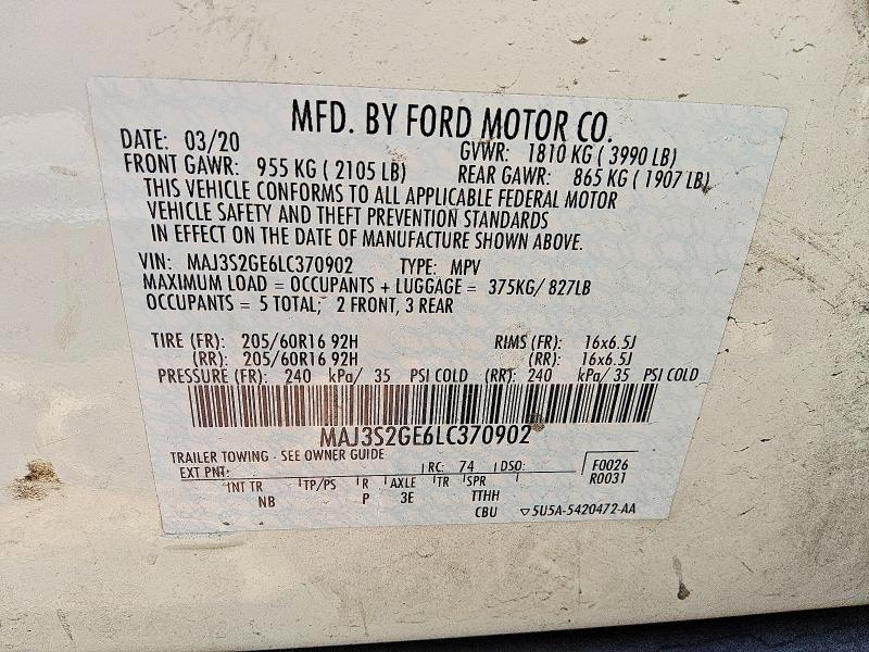 Aukcja sprzedaży 2020 Ford Ecosport, vin: MAJ3S2GE6LC370902, numer aukcji: 50250606