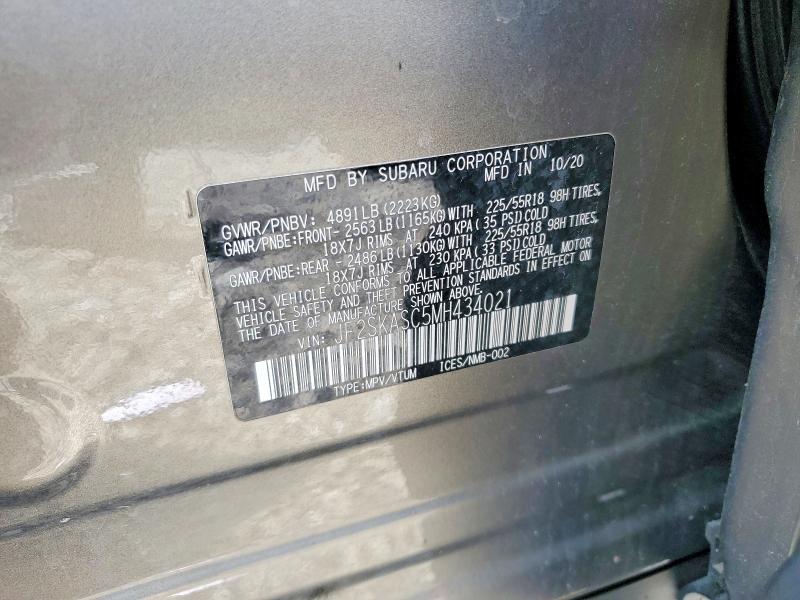 52429196 :رقم المزاد ، JF2SKASC5MH434021 vin ، 2021 Subaru Forester مزاد بيع