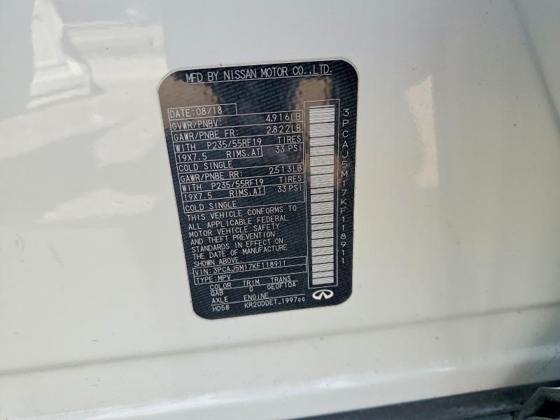 Aukcja sprzedaży 2019 Infiniti Qx50, vin: 3PCAJ5M17KF118911, numer aukcji: 55239116