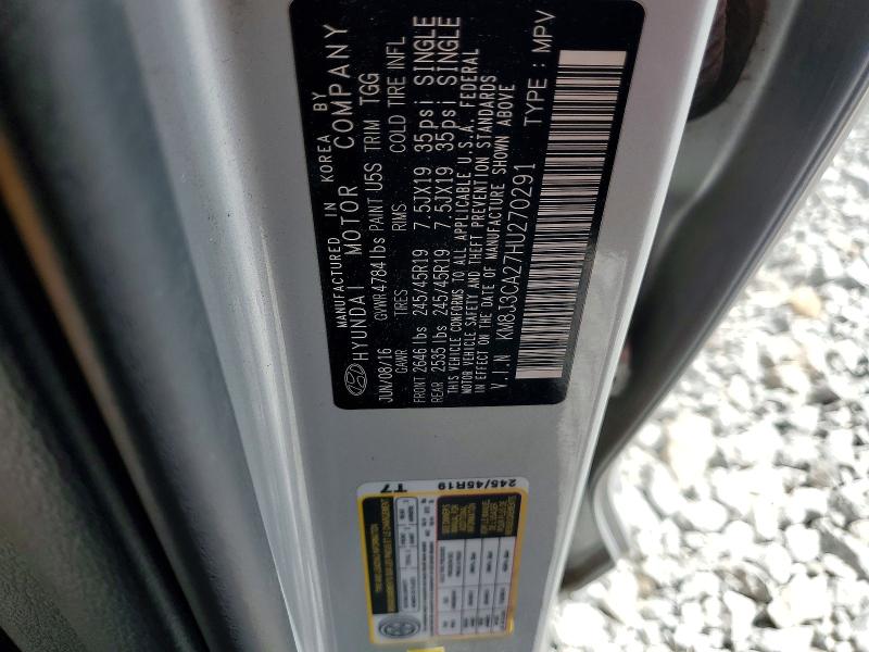 54657566 :رقم المزاد ، KM8J3CA27HU270291 vin ، 2017 Hyundai Tucson مزاد بيع