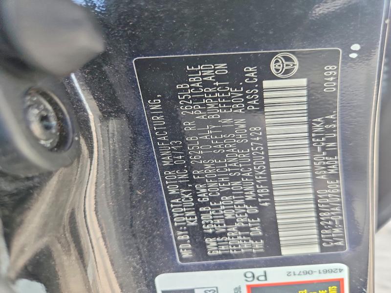 Продажа на аукционе авто 2013 Toyota Camry, vin: 4T1BF1FK5DU257428, номер лота: 54226296
