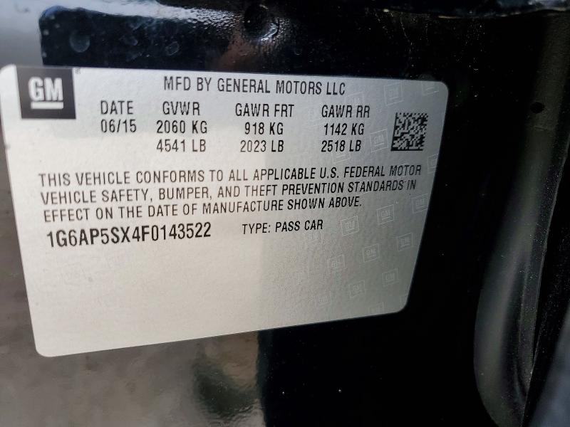 2015 Cadillac Cts მანქანა იყიდება აუქციონზე, vin: 1G6AP5SX4F0143522, აუქციონის ნომერი: 52528866