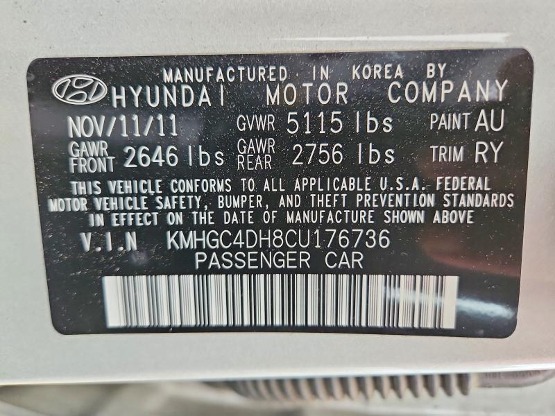 Продажа на аукционе авто 2012 Hyundai Genesis, vin: KMHGC4DH8CU176736, номер лота: 52683326
