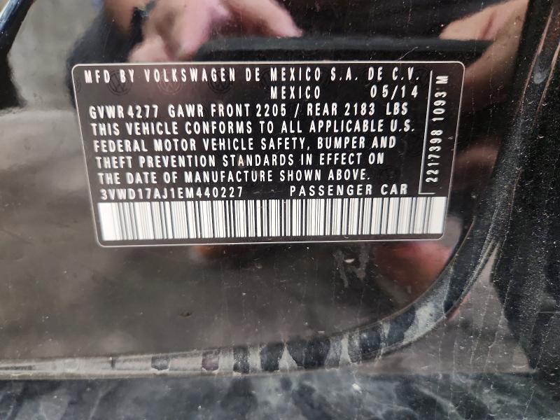 2014 Volkswagen Jetta მანქანა იყიდება აუქციონზე, vin: 3VWD17AJ1EM440227, აუქციონის ნომერი: 53964316