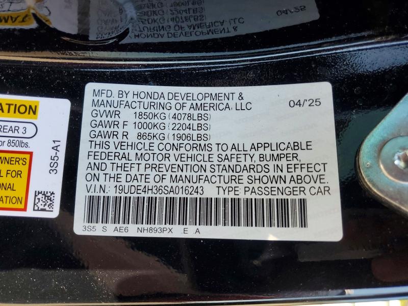 Aukcja sprzedaży 2025 Acura Integra, vin: 19UDE4H36SA016243, numer aukcji: 53811666