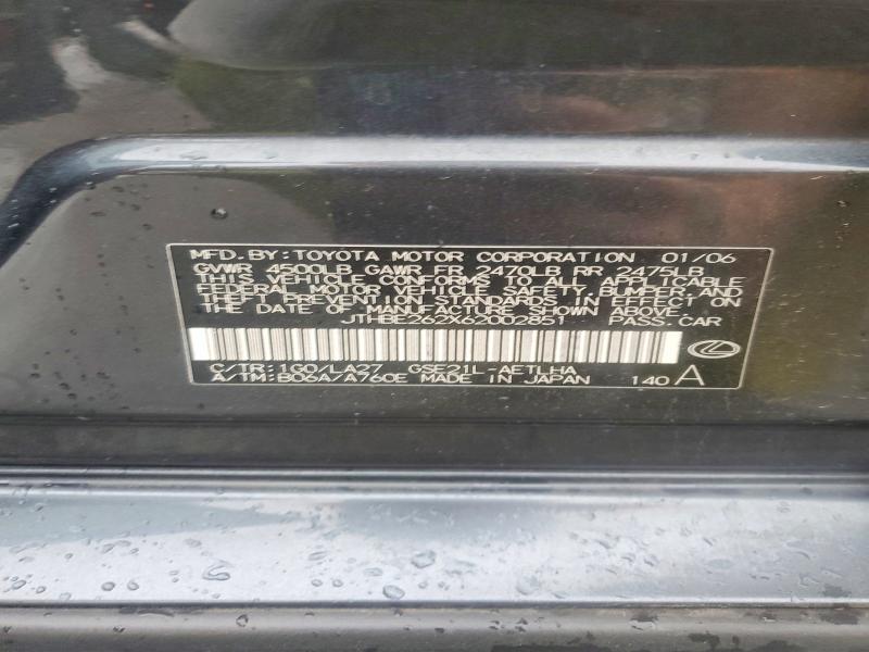2006 Lexus Is მანქანა იყიდება აუქციონზე, vin: JTHBE262X62002851, აუქციონის ნომერი: 54488056