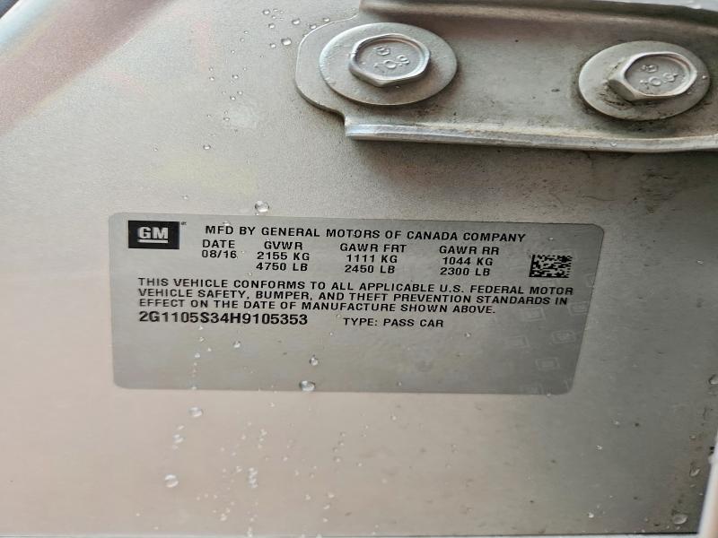 Auction sale of the 2017 Chevrolet Impala, vin: 2G1105S34H9105353, lot number: 53406426