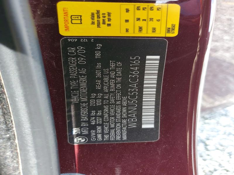 2010 Bmw 528 მანქანა იყიდება აუქციონზე, vin: WBANU5C53AC364165, აუქციონის ნომერი: 55078306