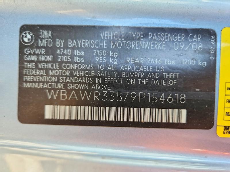 52586676 :رقم المزاد ، WBAWR33579P154618 vin ، 2009 Bmw 3 Series 328i مزاد بيع