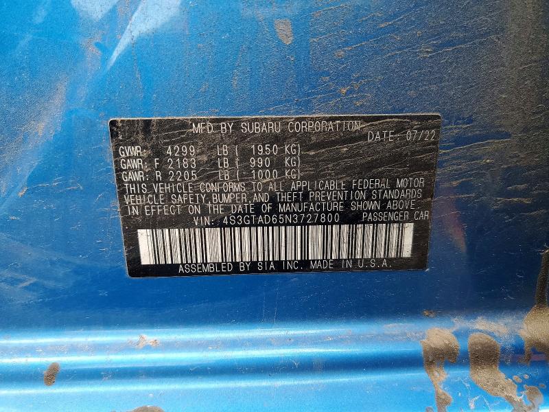 Продаж на аукціоні авто 2022 Subaru Impreza, vin: 4S3GTAD65N3727800, номер лоту: 53007976