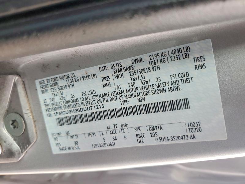 52464236 :رقم المزاد ، 1FMCU9H96DUD71215 vin ، 2013 Ford Escape مزاد بيع