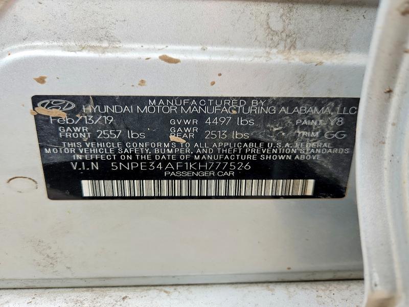 Продаж на аукціоні авто 2019 Hyundai Sonata, vin: 5NPE34AF1KH777526, номер лоту: 54245746