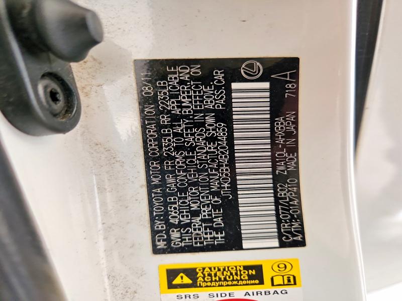 Продажа на аукционе авто 2011 Lexus Ct, vin: JTHKD5BH4B2044859, номер лота: 55455286