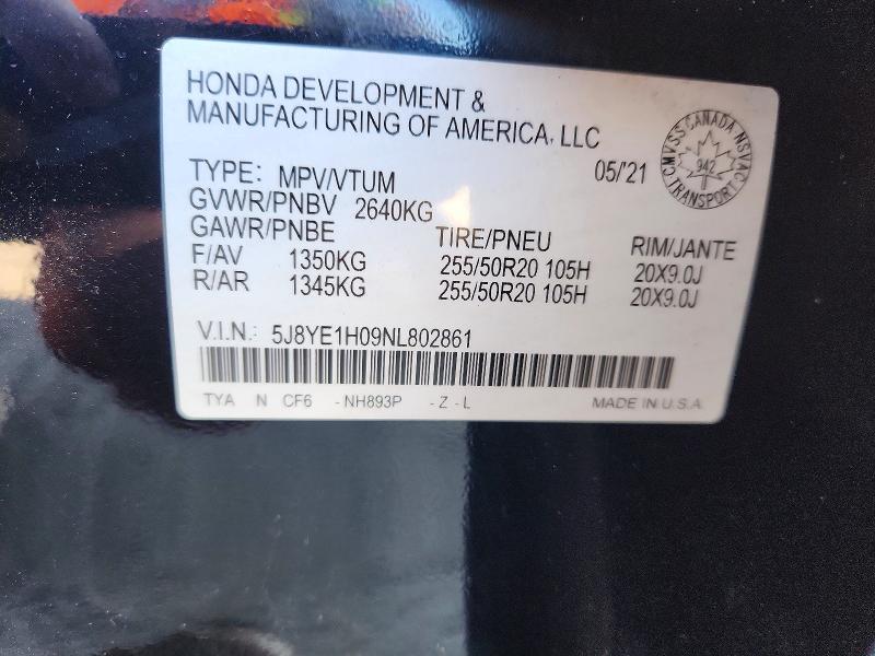 2022 Acura Mdx მანქანა იყიდება აუქციონზე, vin: 5J8YE1H09NL802861, აუქციონის ნომერი: 53103576