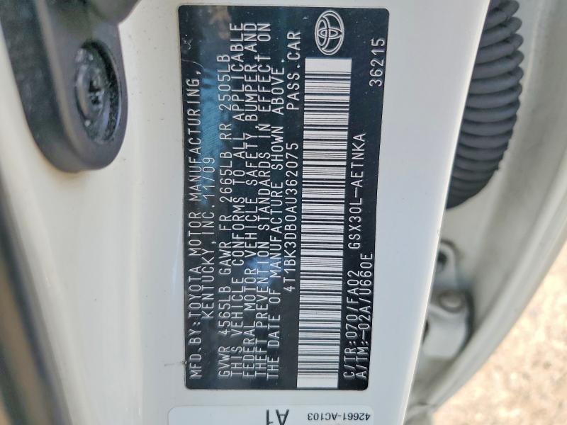 Aukcja sprzedaży 2010 Toyota Avalon, vin: 4T1BK3DB0AU362075, numer aukcji: 54130706