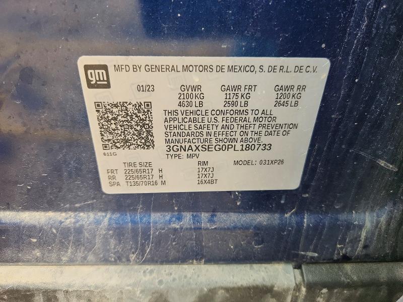 Продажа на аукционе авто 2023 Chevrolet Equinox, vin: 3GNAXSEG0PL180733, номер лота: 55002806