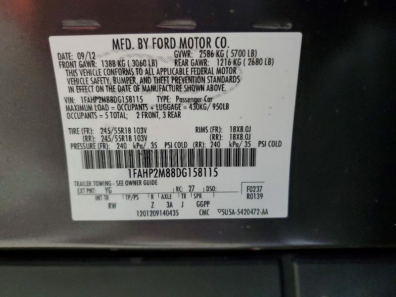Продажа на аукционе авто 2013 Ford Taurus, vin: 1FAHP2M88DG158115, номер лота: 52536116
