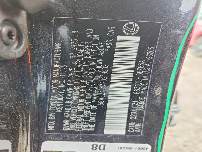 Aukcja sprzedaży 2025 Lexus Es 350, vin: 58AEZ1B17SU219903, numer aukcji: 53696896