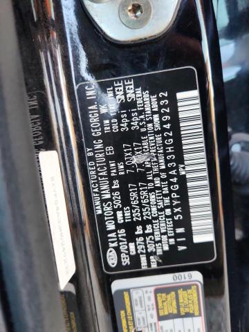 Aukcja sprzedaży 2017 Kia Sorento, vin: 5XYPG4A33HG249232, numer aukcji: 53192116