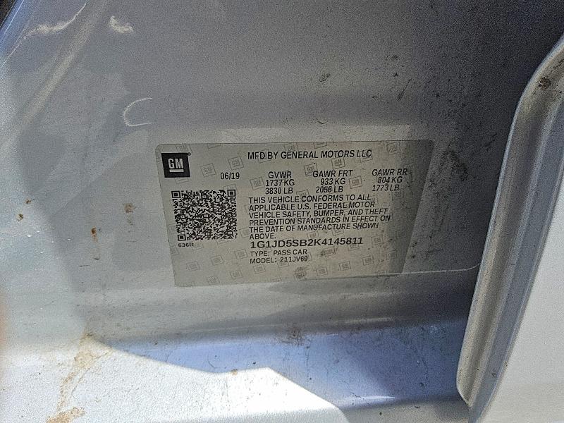52414776 :رقم المزاد ، 1G1JD5SB2K4145811 vin ، 2019 Chevrolet Sonic مزاد بيع