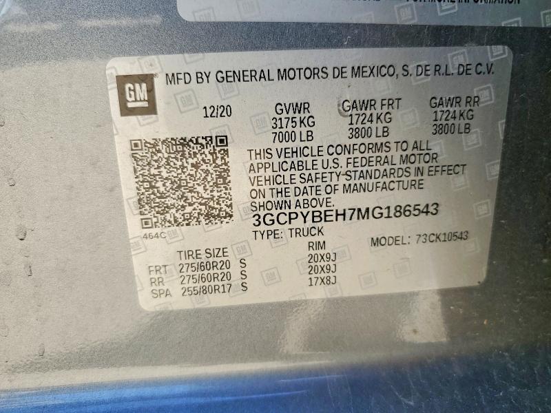 Продажа на аукционе авто 2021 Chevrolet Silverado, vin: 3GCPYBEH7MG186543, номер лота: 51854336