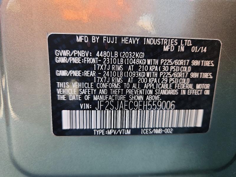 53960916 :رقم المزاد ، JF2SJAEC9EH559006 vin ، 2014 Subaru Forester مزاد بيع