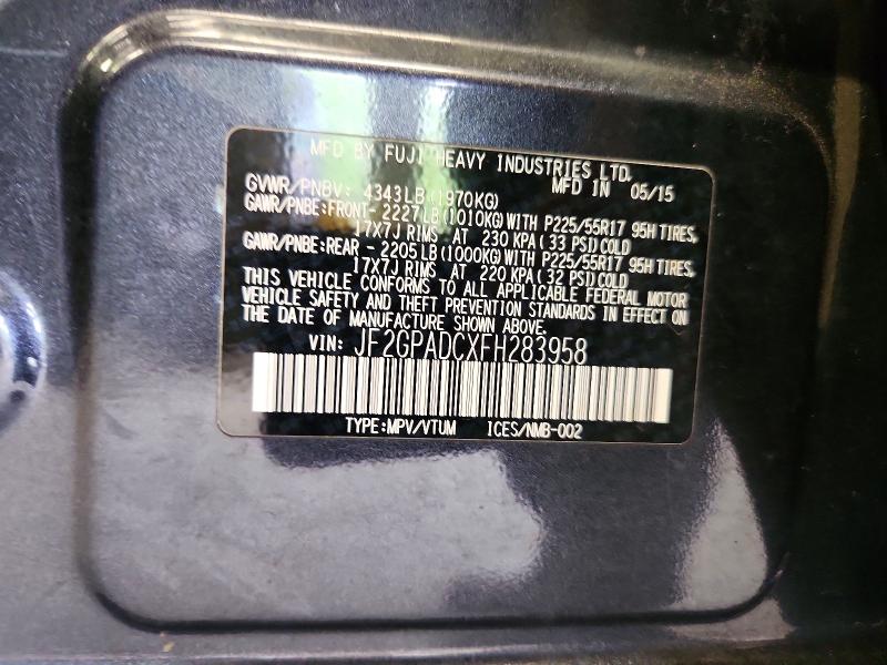 Продаж на аукціоні авто 2015 Subaru Xv Crosstrek, vin: JF2GPADCXFH283958, номер лоту: 54180846