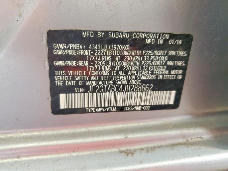 Продажа на аукционе авто 2018 Subaru Crosstrek, vin: JF2GTABC4JH288662, номер лота: 55322466