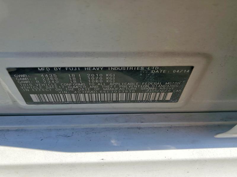 Aukcja sprzedaży 2014 Subaru Legacy, vin: 4S3BMBL66E3033938, numer aukcji: 55089726